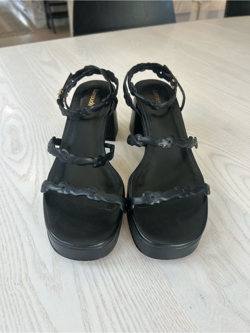 Larroudé Margherita block heel sandals in black